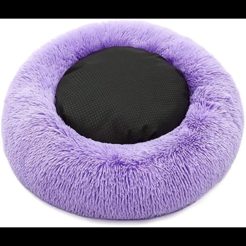 Luciphia Round Dog Cat Bed Donut Cuddler, Faux Fur Plush Pet Cushion